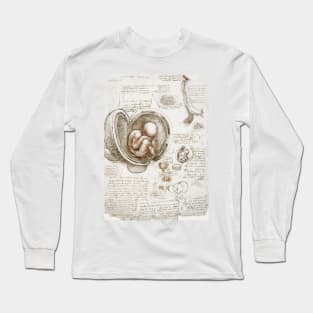 Studies of the Fetus in the Womb - Leonardo da Vinci Long Sleeve T-Shirt